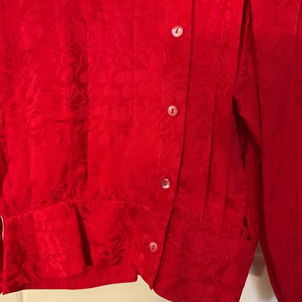 Argenti Red 2pc 100% Pure Silk Blouse & Skirt Party Christmas Suit 12 - Picture 5 of 10